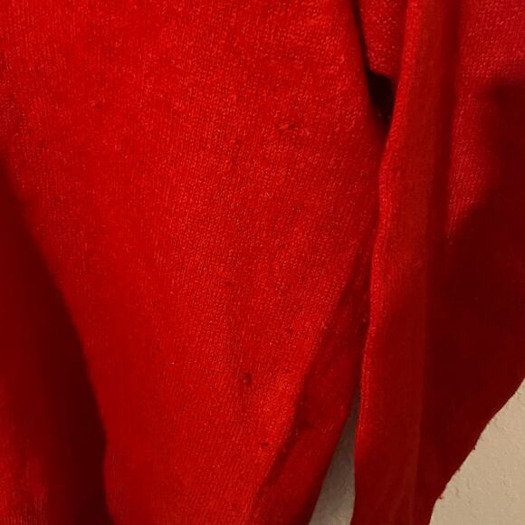 Vintage Burberry Lamb Wool Red Long V Neck Sweater Made in Scotland Size Large - Picture 6 of 6